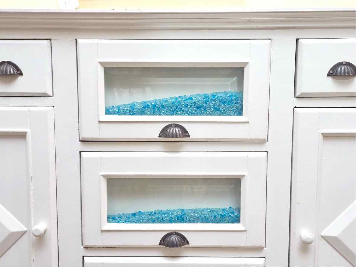 White Finish 5 Drawer 2 Door  Sideboard