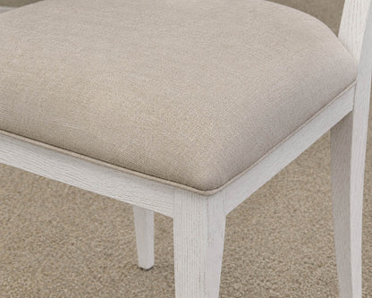Set Of Six Silhouette Dining Chairs In Alabaster White Wash Finish