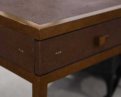 "Frank" Console in Burnished Gold Finish and Copper Shagreen