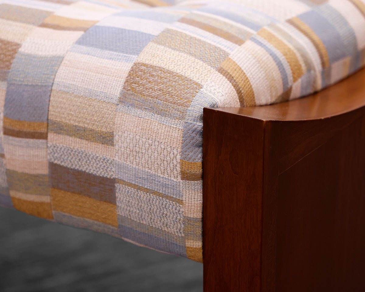 Custom Upholstered Tufted Waterfall  Walnut Bench