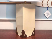 Caspian Ceramic White Table Lamp With Brass Accents & Shade