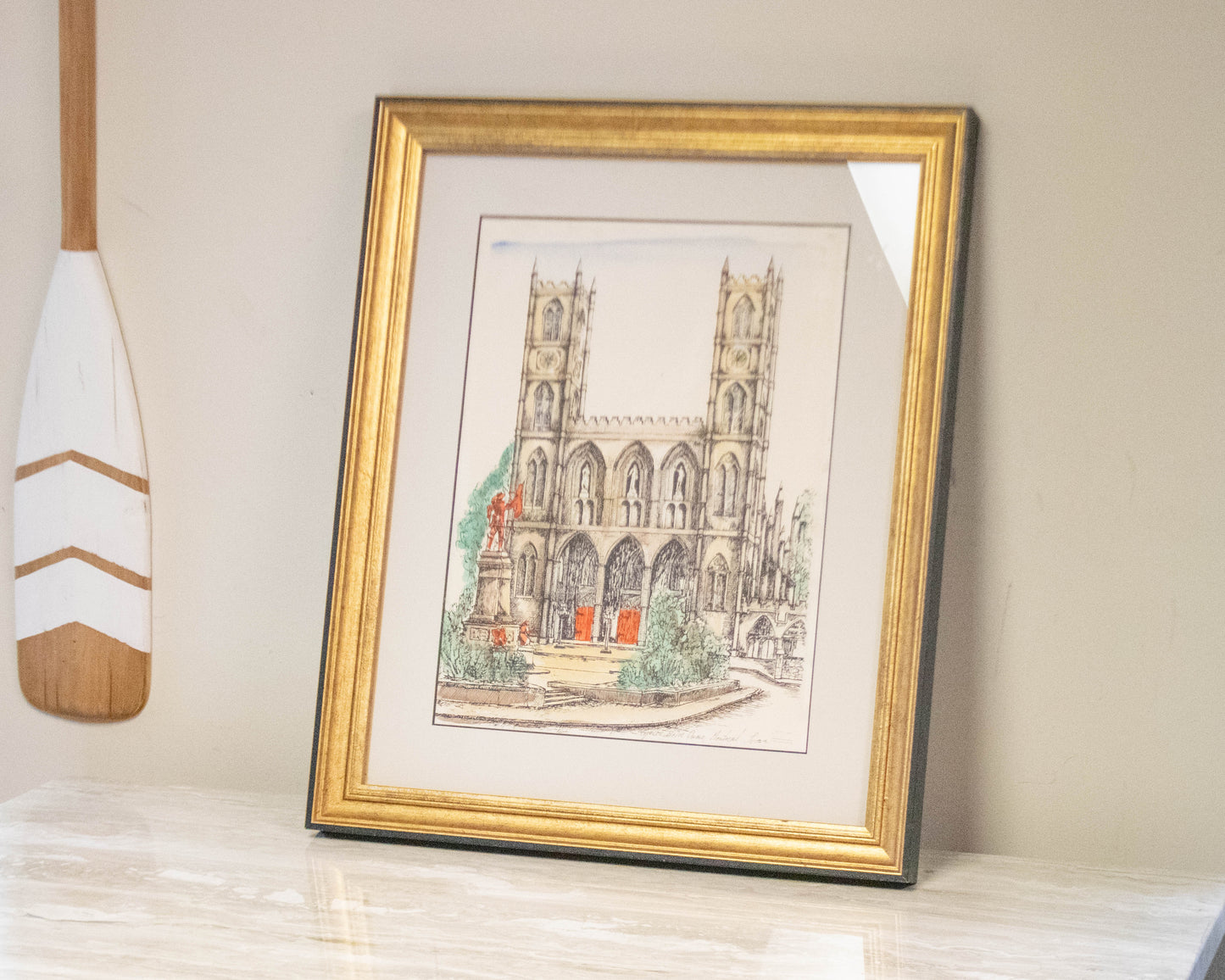 Monte Dame Montreal Etching & WaterColor Wall Decor