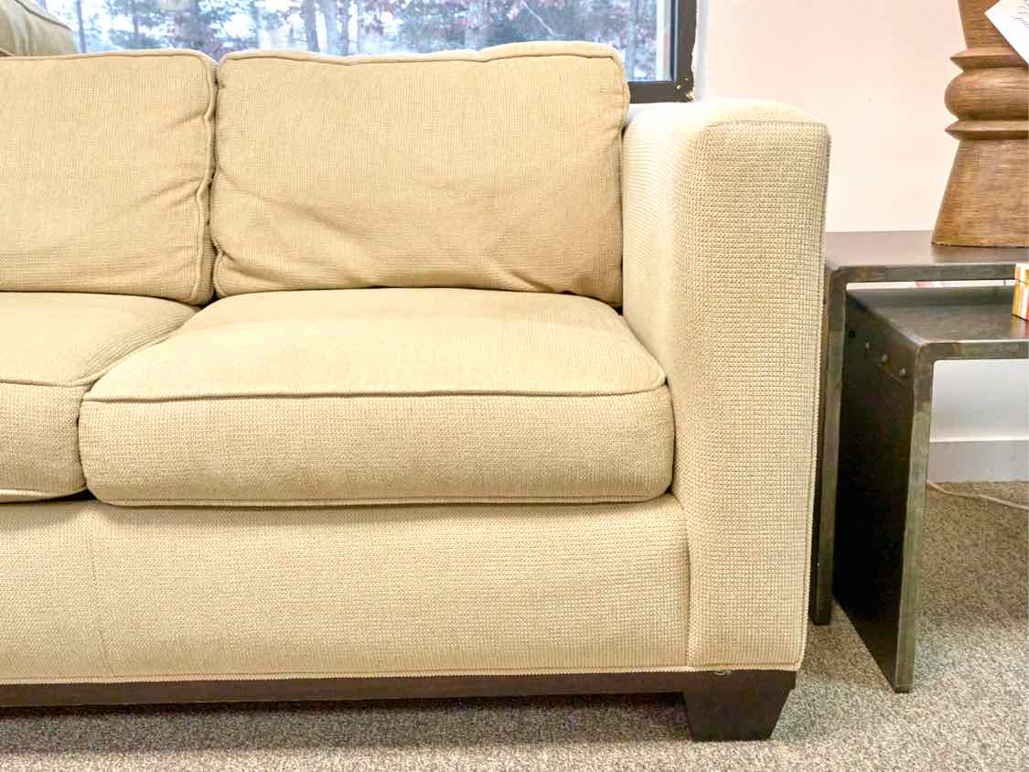 Crate & Barrel 87" Track Arm 3-Cushion Sofa in Wheat Chenille