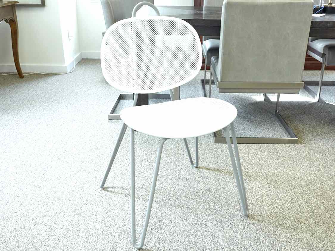 Set of 6 Crate & Barrel  ' Paola Navone' White Metal Dining Chairs