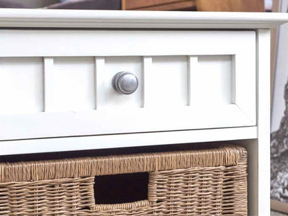 White Storage Bench With Three Drawers