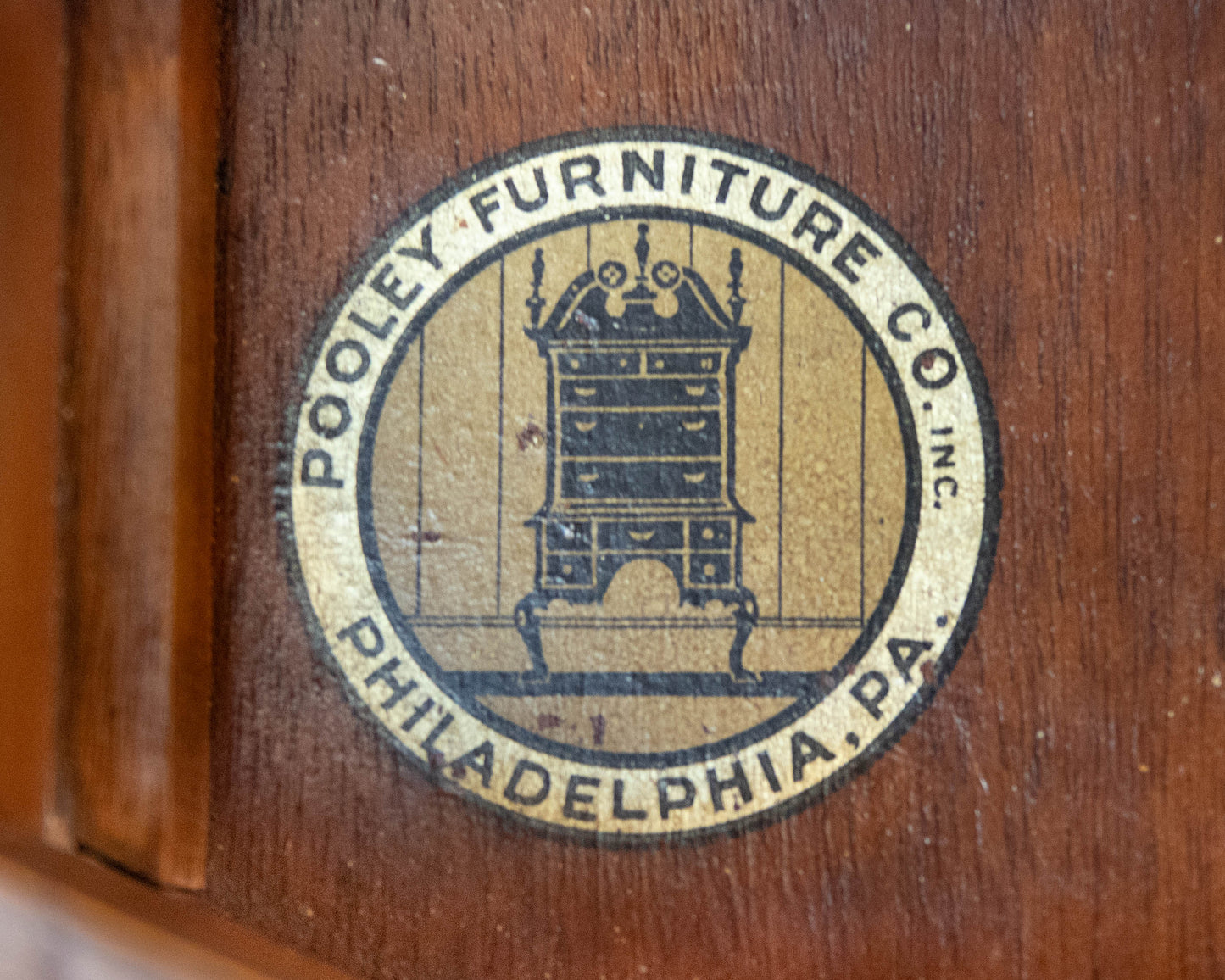 Pooley Furniture Company Upscale 1920's "Radio Desk" In Inlaid Burl Wood Finish