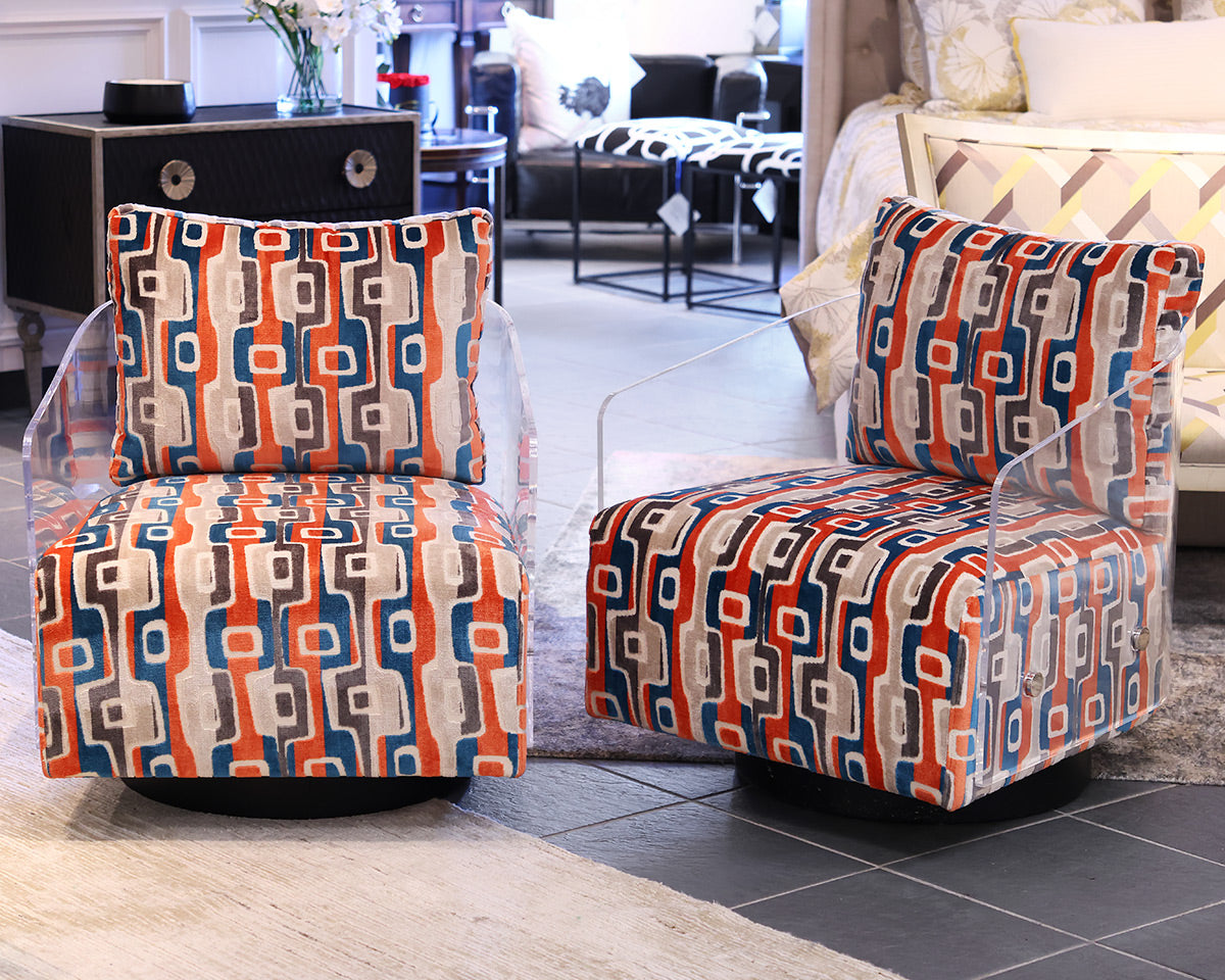 Pair of Mitchell Gold + Bob Williams Contemporary Swivel Chairs