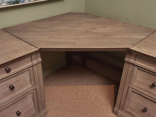 Pottery Barn 'Livingston' Modular Corner Desk in Gray Wash Finish