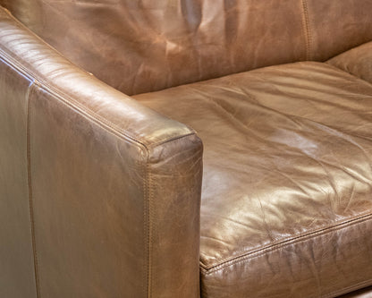 Boston Interiors Brown Leather Tightback 3-Cushion 77" Sofa