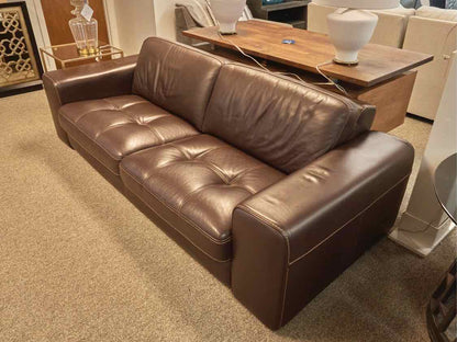 Polaris ' Odessa' Raisin Itatian  Leather 2 Cushion Sofa