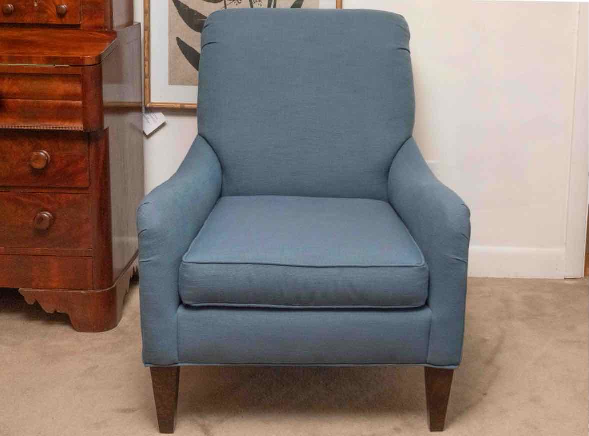 Rowe Royal Blue Upholstered Chair With Espresso Legs