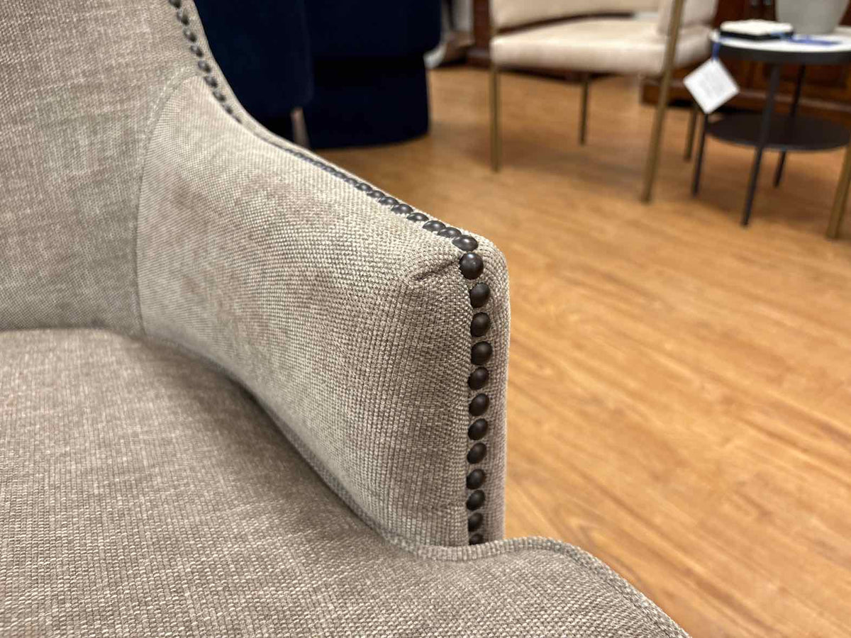 Pair of Striped Wing Back Chairs