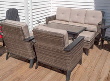 Resin Wicker 3 Cushion Sofa, 2 Chairs, Coffee Table ,2 Ottomans Outdoor Set