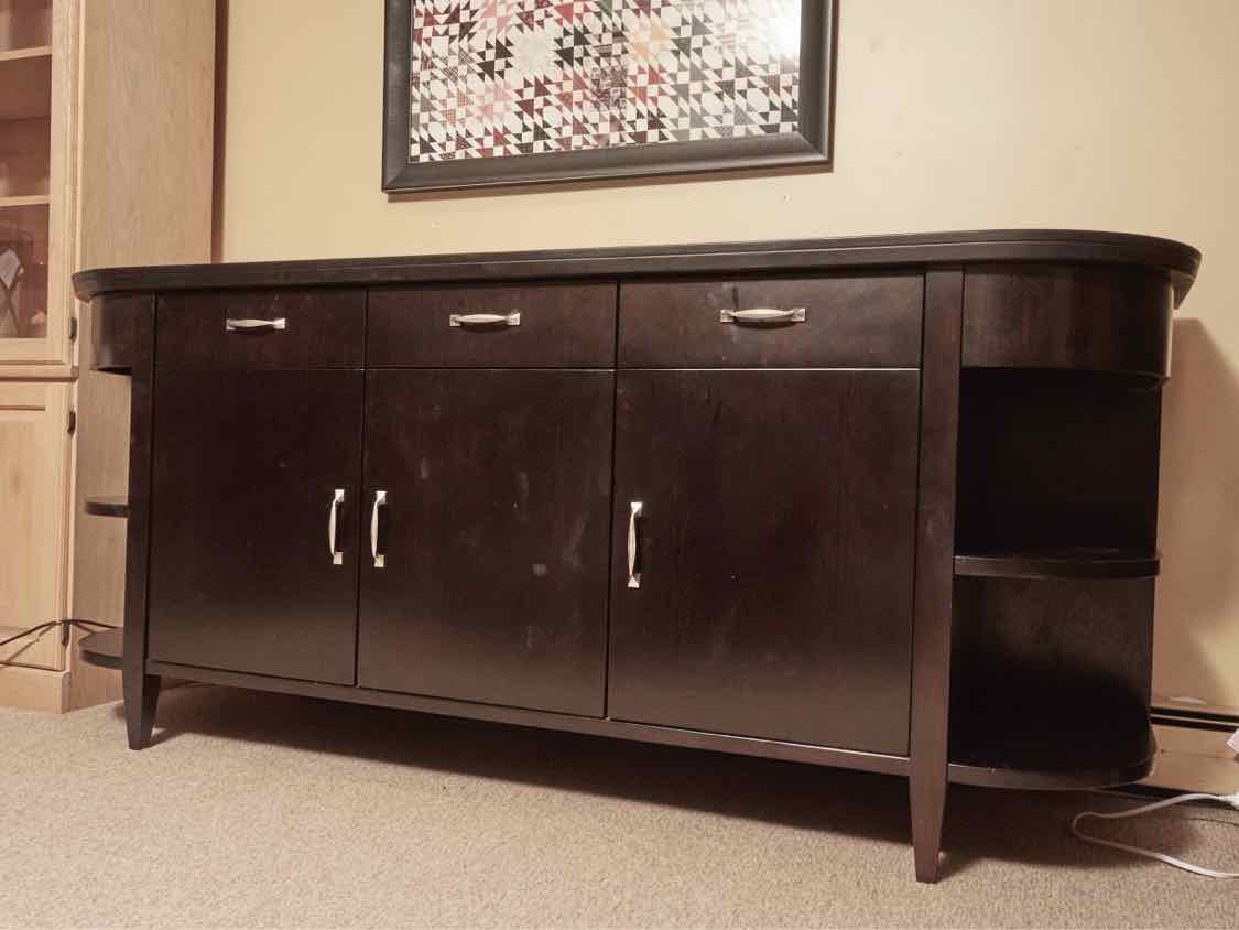 Arhaus Espresso Finish 3 Drawer, 3 Door, 10 Shelf Sideboard