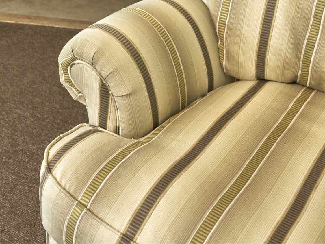 Ethan Allen 'Charlotte'  In Earth Tones Stripe Skirted Swivel  Chair