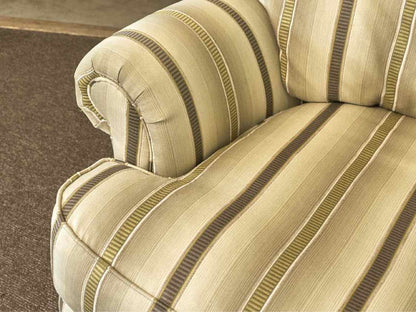 Ethan Allen 'Charlotte'  In Earth Tones Stripe Skirted Swivel  Chair