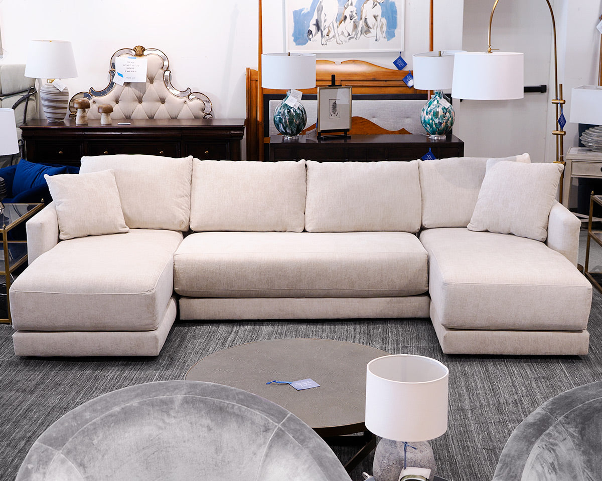 Crate & Barrel 3-Piece Sectional in a Beige Microfiber