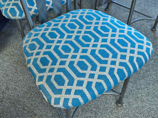 Set of 4 Custom Brushed Stelel Dining Chairs