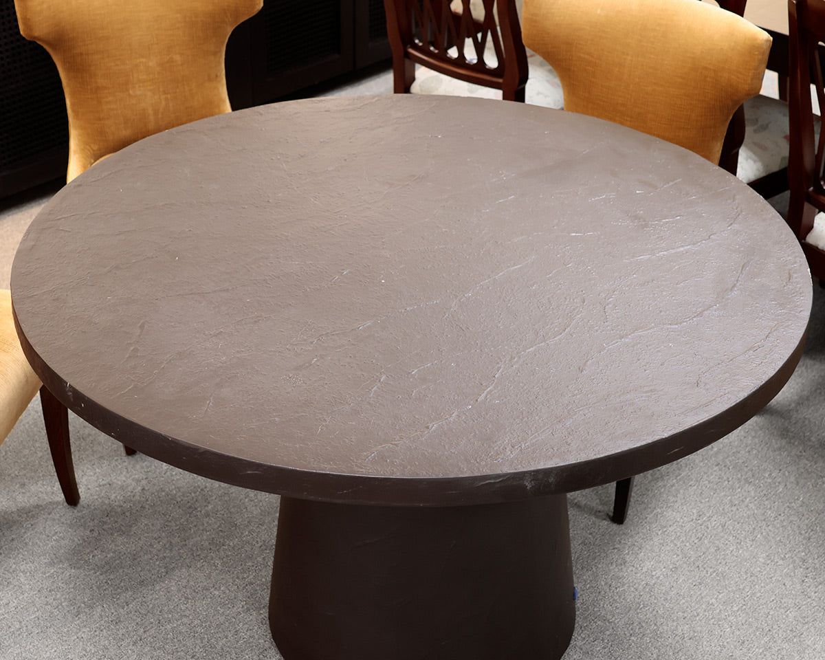 Crate & Barrel Round Faux Stone Outdoor Dining Table