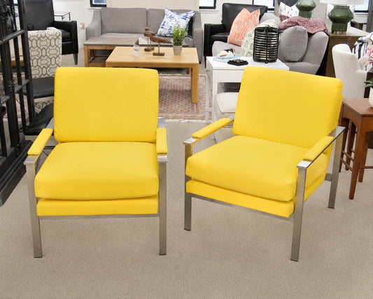 Pair of Ethan Allen 'Jericho' Mid Century Style Arm Chairs