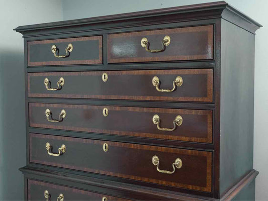 Councill Furniture Mahogany 8 Drawer  Chest with inlay Border