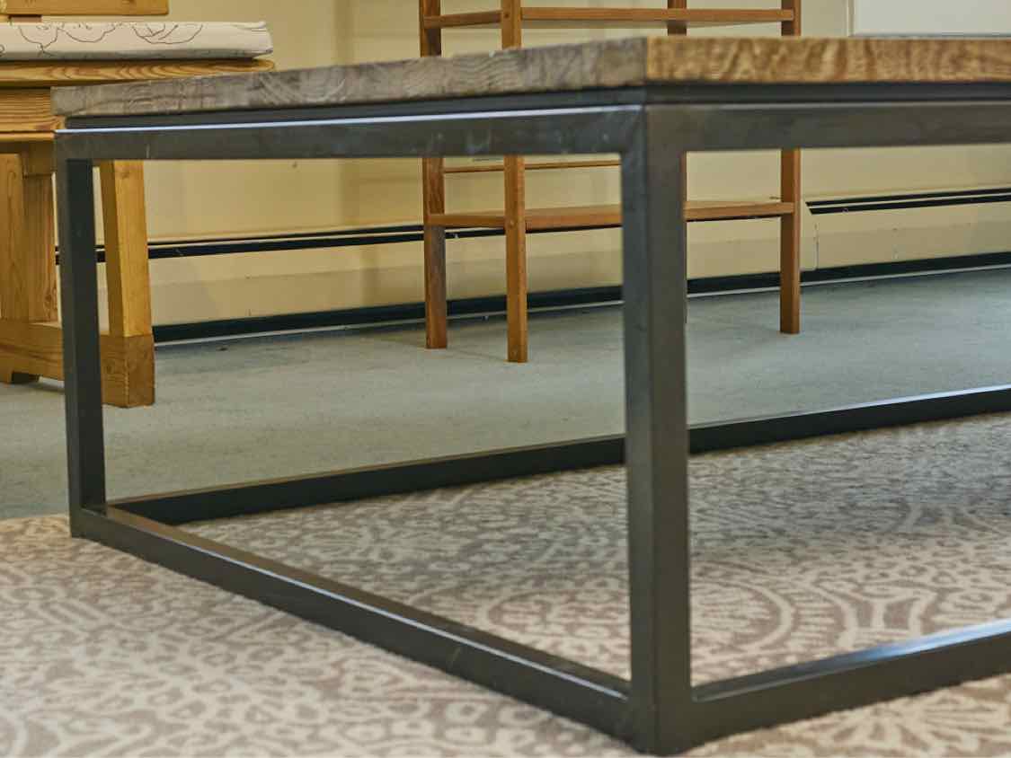 'Bowen' White Oak Cocktail Table with Steel Base
