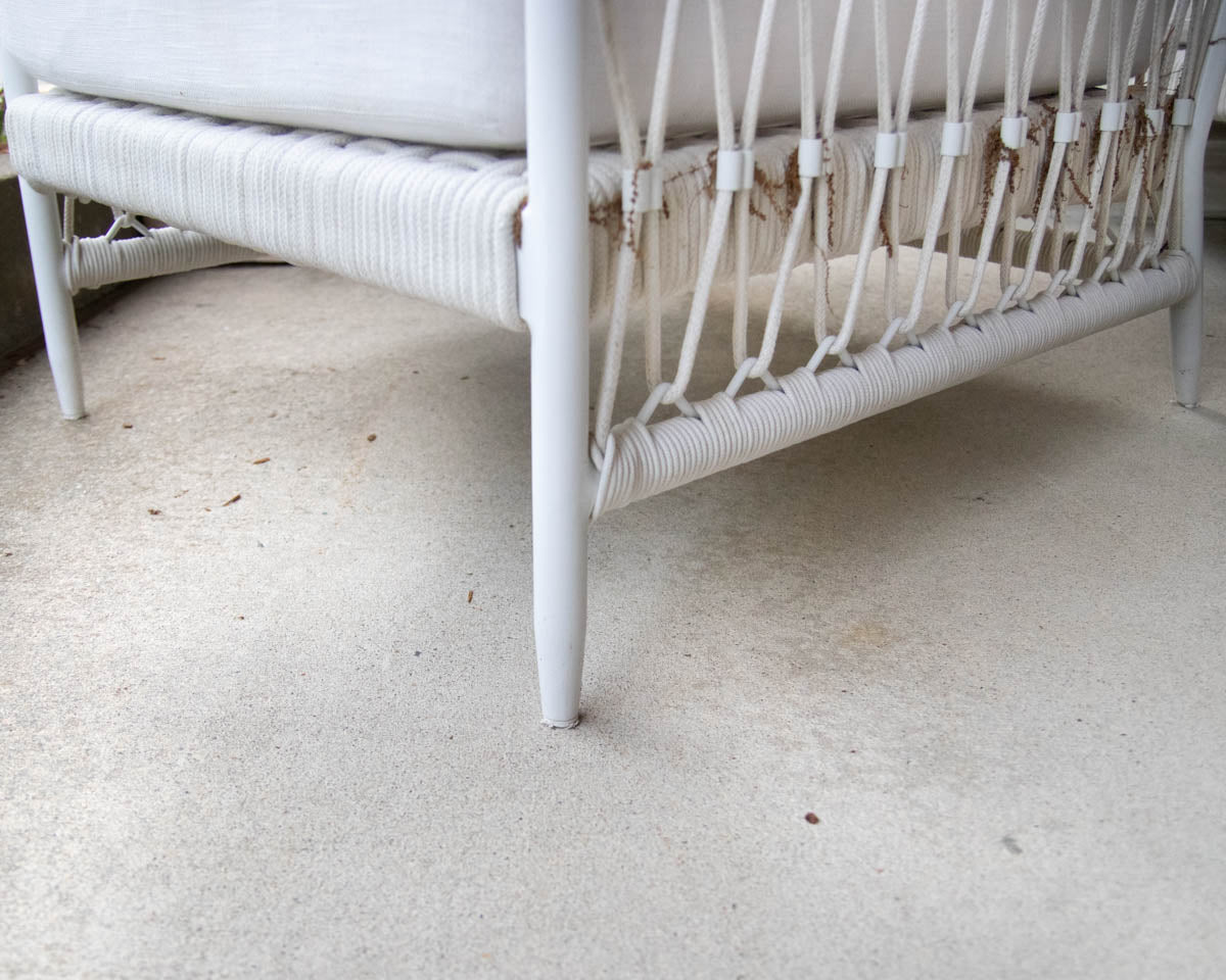 Serena & Lily Salt Creek Set Of 4  Lounge Chairs In Basket Weave White Fabric