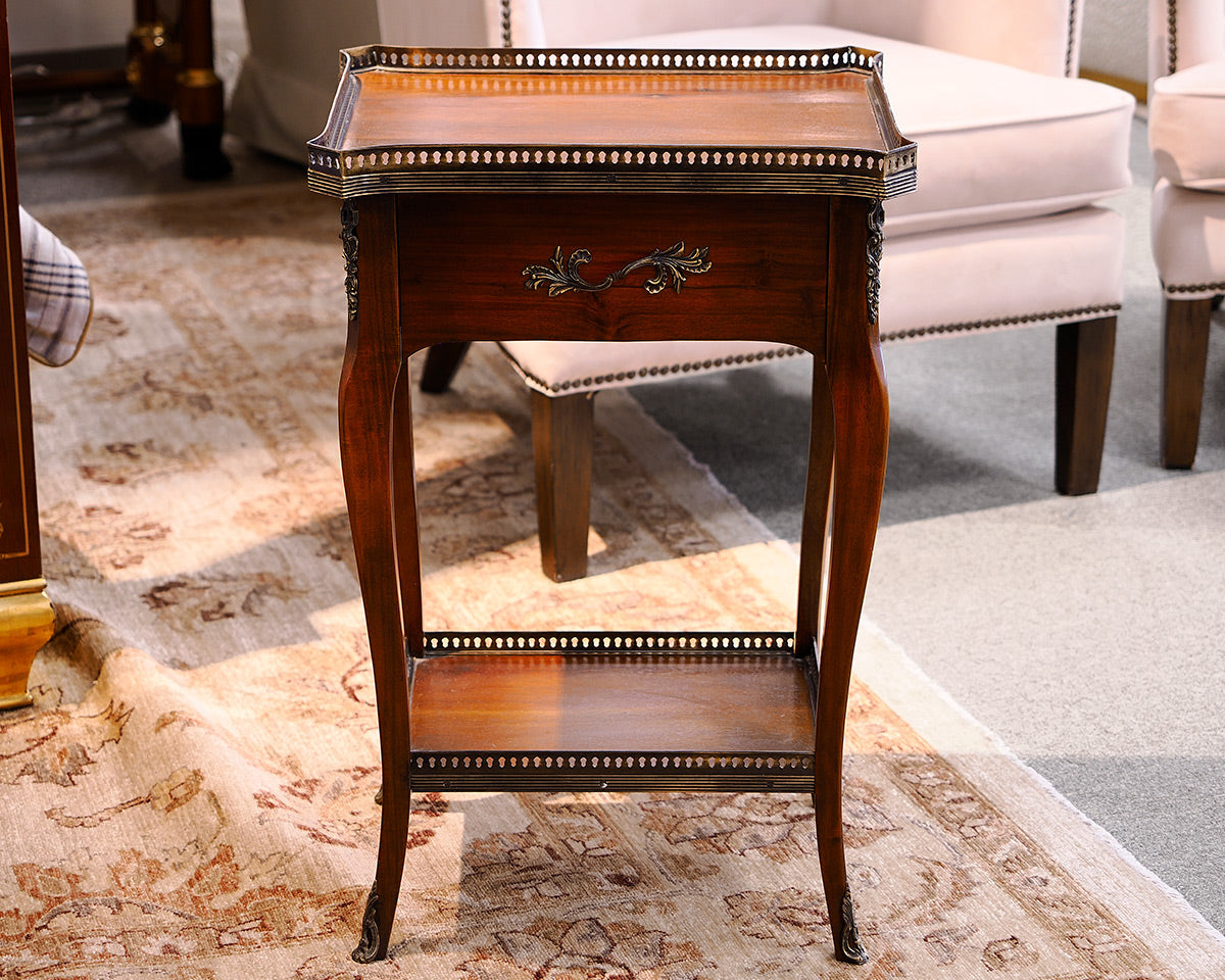 Mahogany Traditional Accent Side Table With Metal Trim