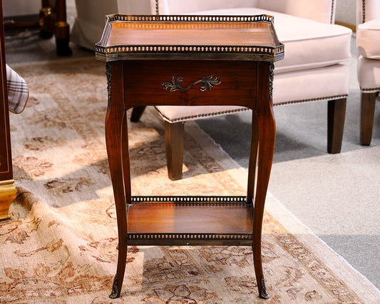 Mahogany Traditional Accent Side Table With Metal Trim