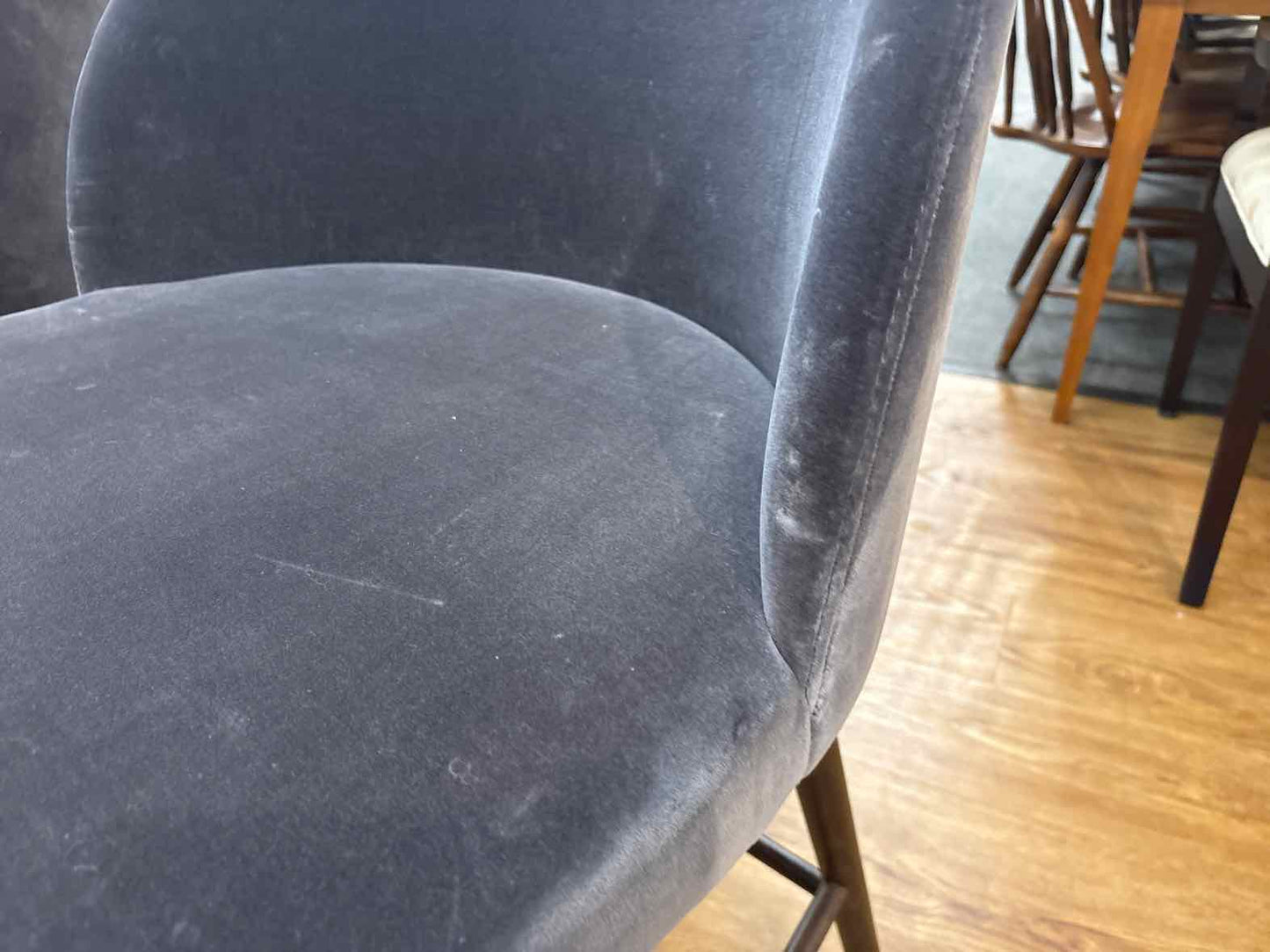 Crate & Barrel Pair of 'Camille' Velvet Counter Stools