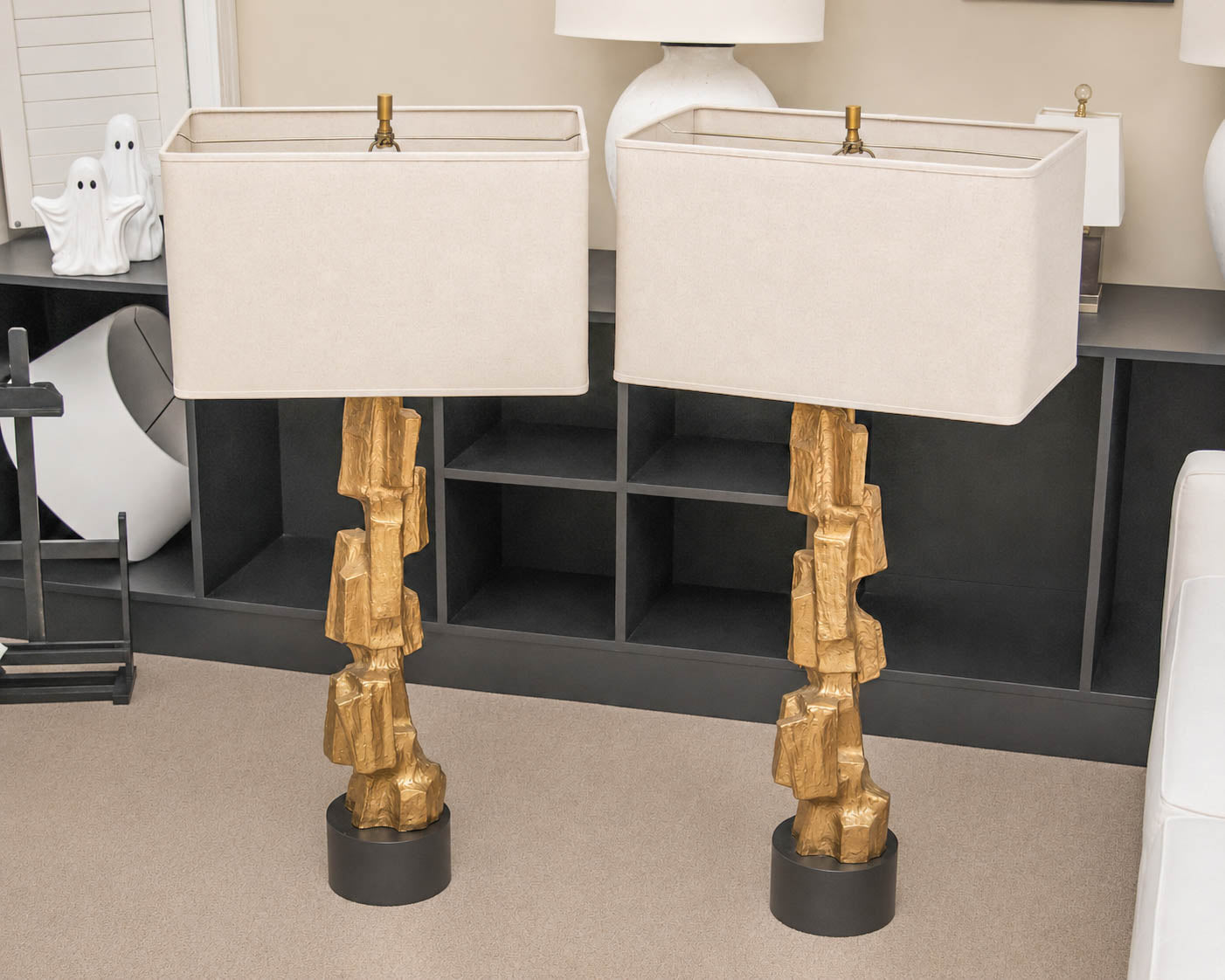Pair of RH Brutalist Cubist Buffet Lamps