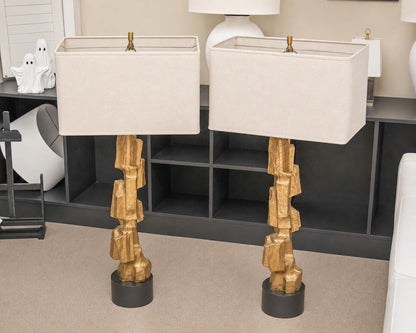 Pair of RH Brutalist Cubist Buffet Lamps