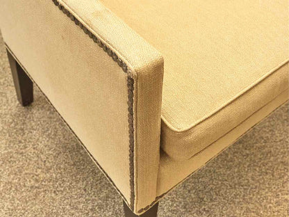 Pair of Lee Industries Host Dining Chairs in Wheat Woven with Bronze Nailheads