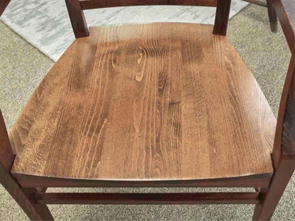 Dark Pine Finish Dining Table & Set of Six Chairs