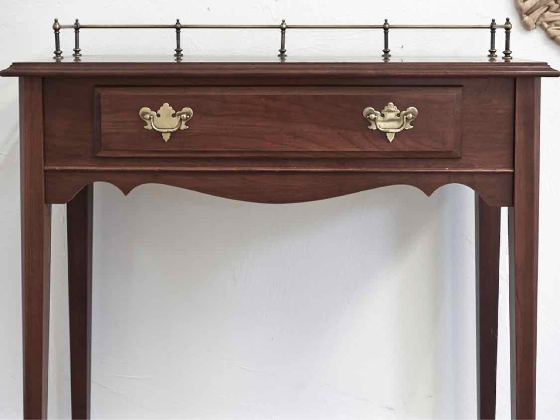 Hitchcock Cherry Console with 1 Drawer & Brass Gallery