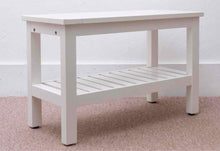 White Finish Bench With Slat Lower Shelf