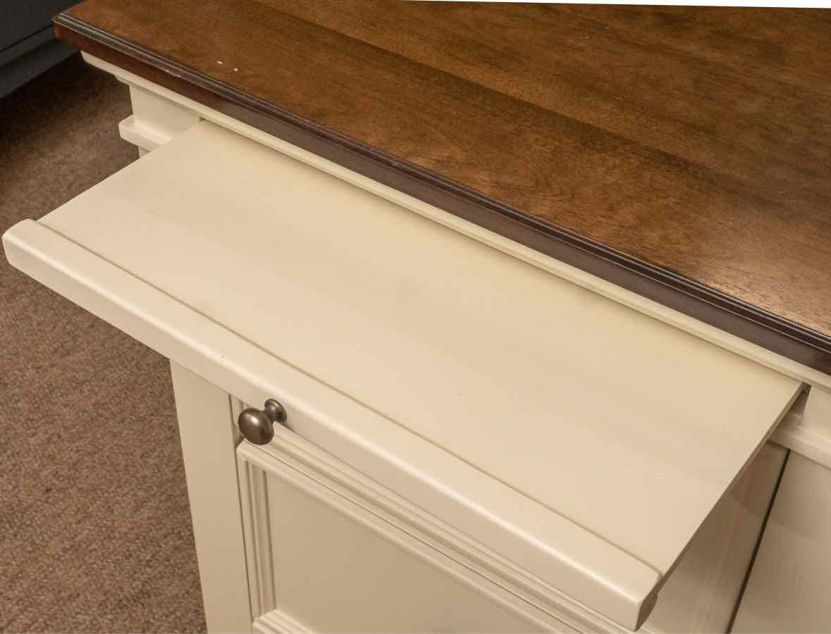 Ashley Furniture Cream Finish 2 Drawer Nightstand with Pull-Out Shelf