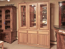 Vermont Hale  Oak Glass Doors  3 Drawer 3 Door & Glass Shelves  Hutch