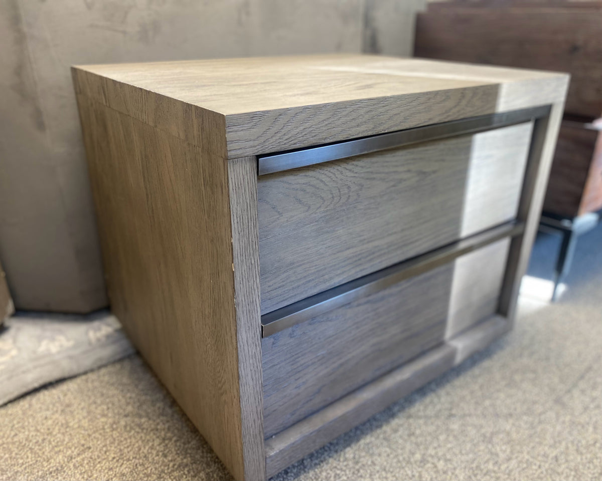 Pair of RH' Bezier' Grey Finish  2 Drawer Nightstands