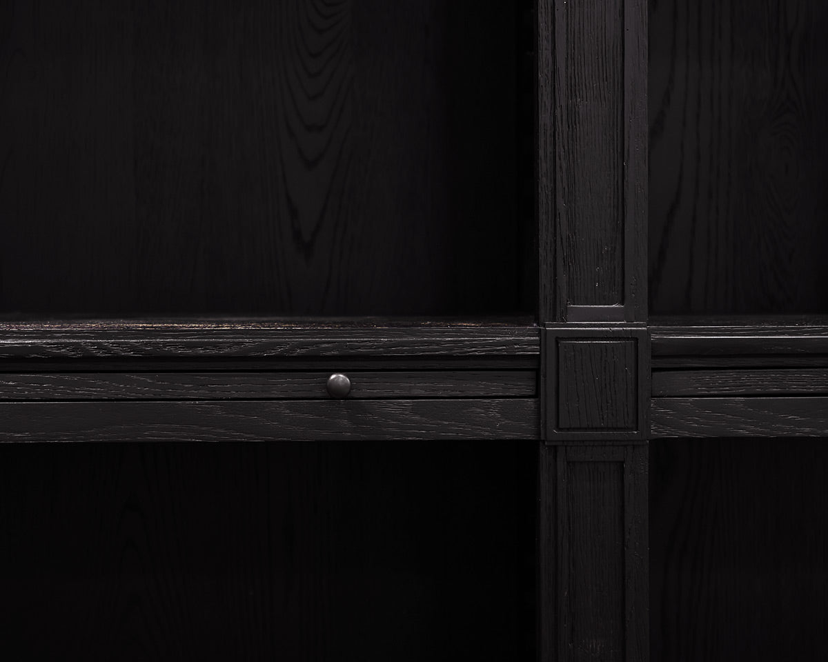Restoration Hardware Library Bookcase Wall Unit in Black Finish Oak