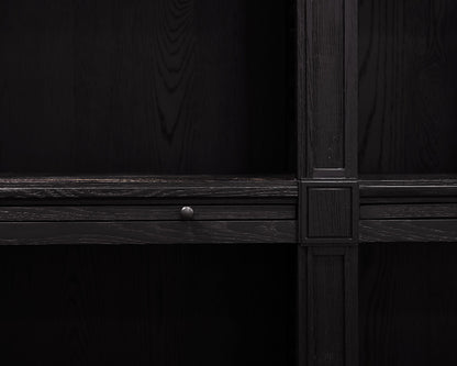 Restoration Hardware Library Bookcase Wall Unit in Black Finish Oak