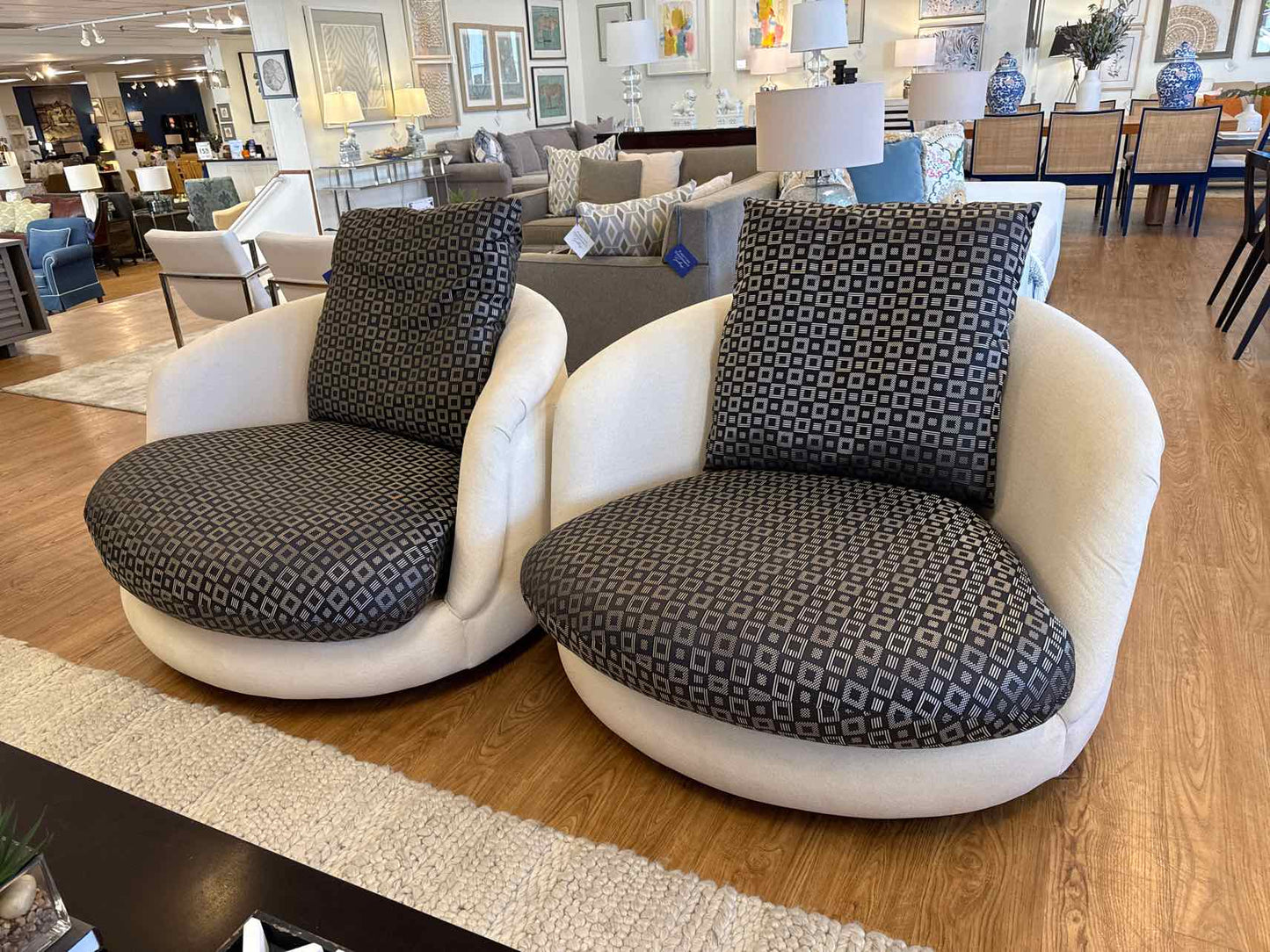 Pair of Thayer Coggin Giant Tub Swivel Chairs