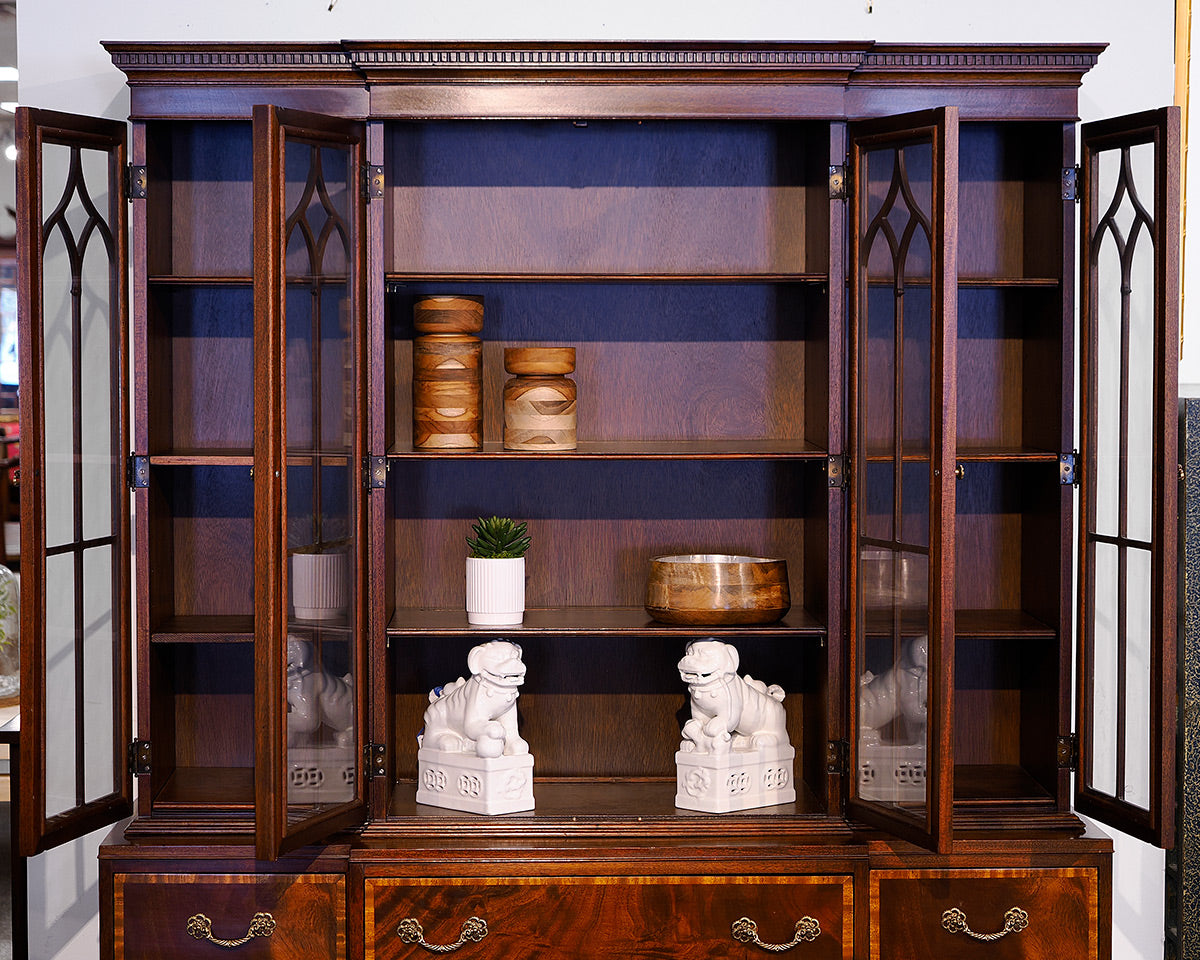 Inlaid Regency Style Mahogany Breakfront