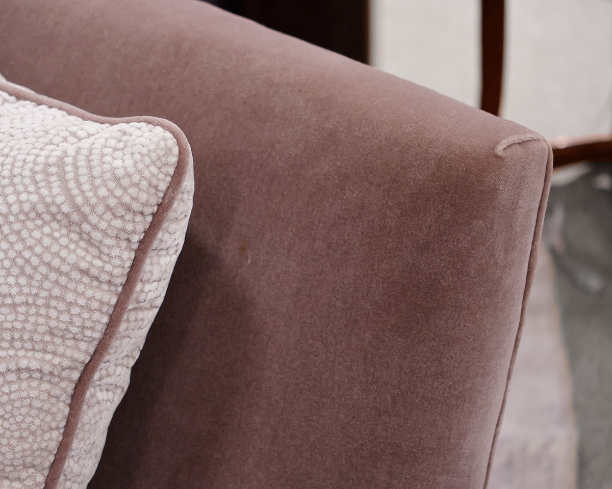 Pair of Mohair Swivel Chairs and Ottoman