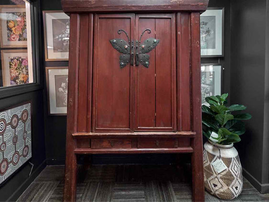 Antique Chinese Armoire W/ Butterfly Hinges
