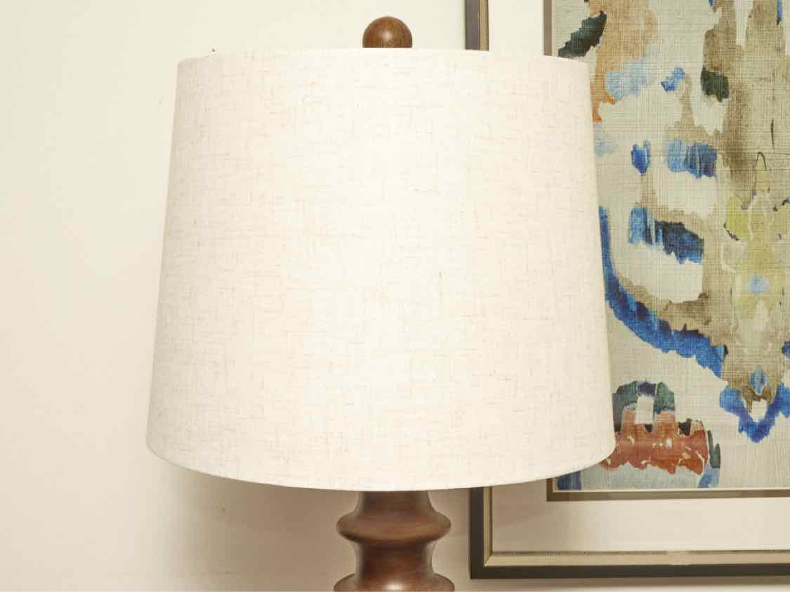 'Kerala Cast Resin Turned Table Lamp With Linen Shade