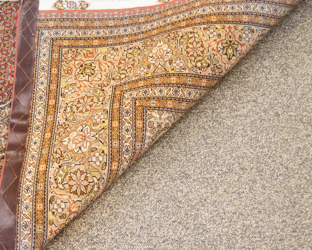 Persian Tabriz Handknotted Wool  Coral & Blue Rug