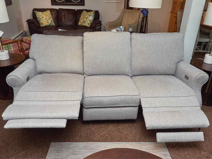 Zhejiang Home Silver Gray Upholstered 3 Cushion 2 Seat Power  Recliner Sofa