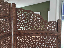 Hand Carved 4 Panel Floor Screen from India