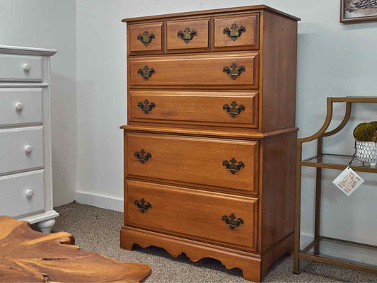 Solid Maple 5 Drawer Chest on Chest